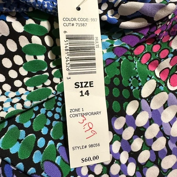 Tiana B. Blue and Purple Multi-Colored Graphic Midi Dress - Picture 6 of 8